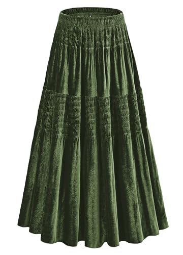Amazon.com: NiPaMi Women's Velvet Pleated Midi Skirt Elastic